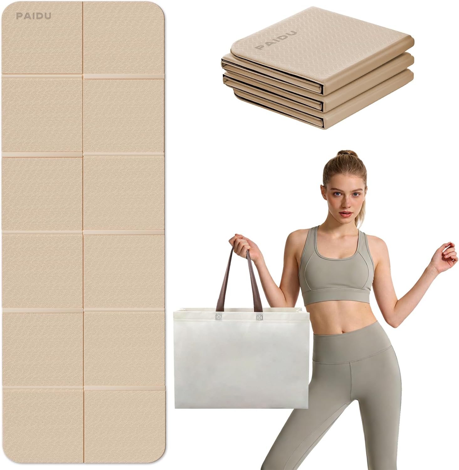 Pilates X Yoga - Foldable Yoga Mat for Travel, 70x24x0.31in