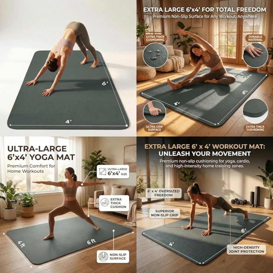 Large Yoga Mat 6'x 4'72x 481/4 - Pilates X Yoga ulasan dan harga