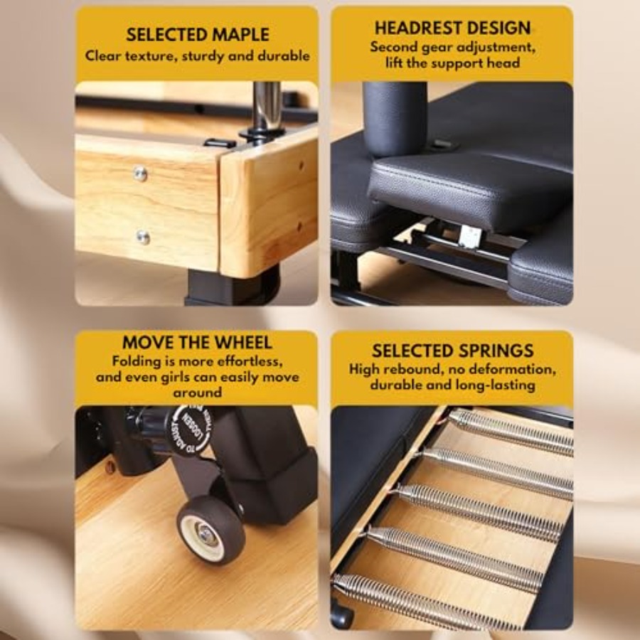 MAX4.0 Pilates Reformer Wood H - Home Pilates Yoga ulasan dan harga
