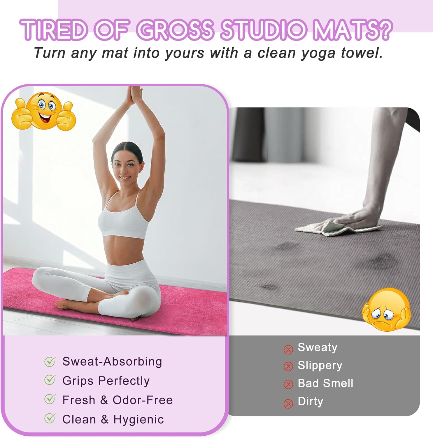 Yoga Mat Towel, Extra Thick 60 - Pilates Yoga Fitness ulasan dan harga