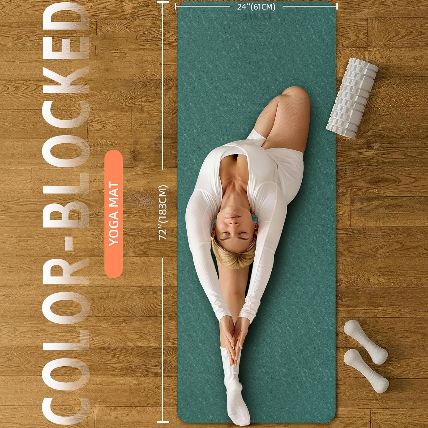 Non Slip Yoga Mat, 1/4