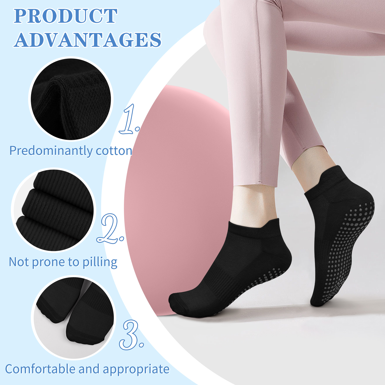 3 Pairs Yoga Socks Women Cotto - Pilates Yoga Gym ulasan dan harga